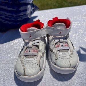 Kids White and Red Jordan Shoes